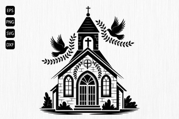 Download Wedding Church SVG with Doves and Vines - Church svg Collection