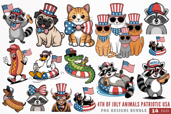 Download 4th of July Animals Patriotic USA Clipar - Premium Bundle