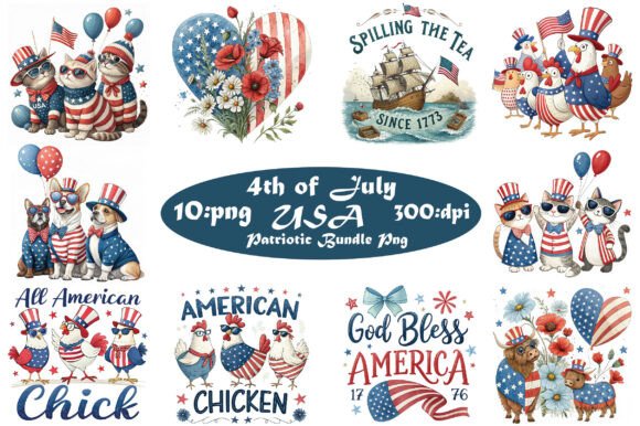 Download 4th of July USA Patriotic Bundle Png - Patriotic bundle Collection