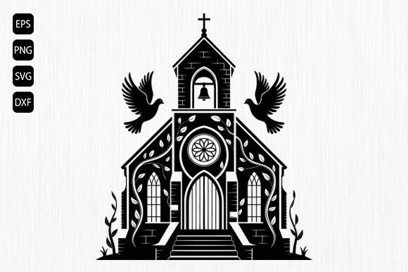 Download Wedding Church SVG with Doves and Vines - Church svg Collection