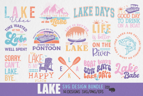 Download Summer Lake SVG Design Bundle - Lake svg Collection