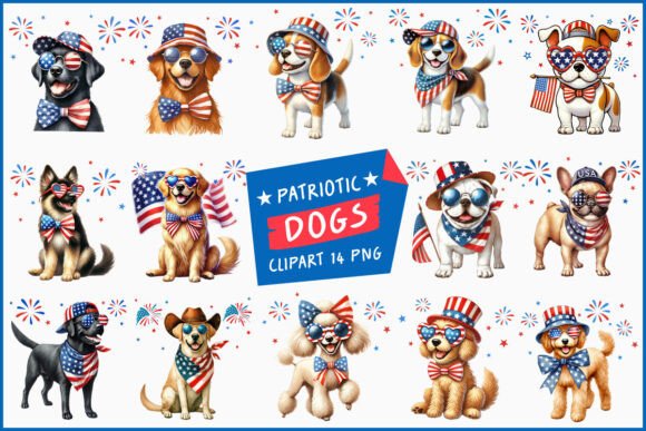 Download 4th of July Dog USA Patriotic Bundle Png - Premium Resources
