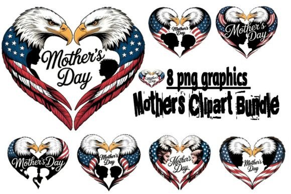 Download 8 Mother’s Day American Eagle Heart PNG - Premium Bundle